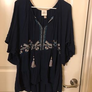 Knox Rose Navy Blue Stitched Blouse